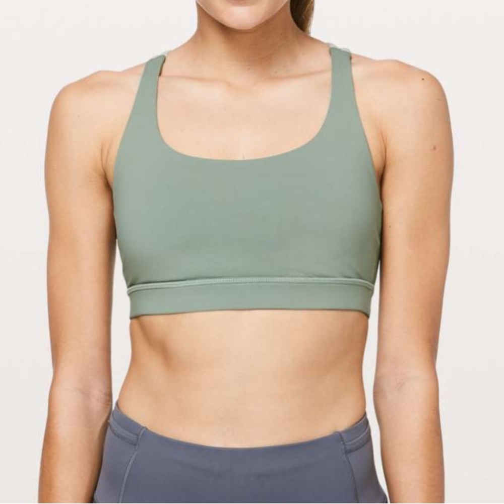 Lululemon Energy Bra size 6 EUC in Palm Court/ Ocean Mist Green